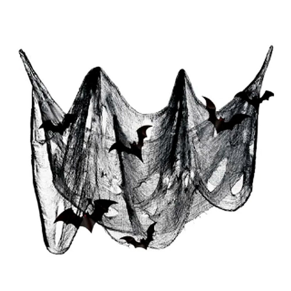 Kit de Halloween Teia Preta com 9 Morcegos Silverplastic